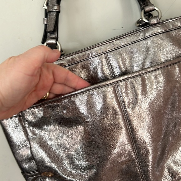 Vintage metallic pewter silver COACH handbag satchel shoulder bag - Picture 8 of 14